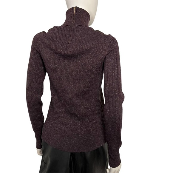 TORY BURCH Lindley Shimmer Sparkle Wool Blend Turtleneck Sweater M - Picture 7 of 11